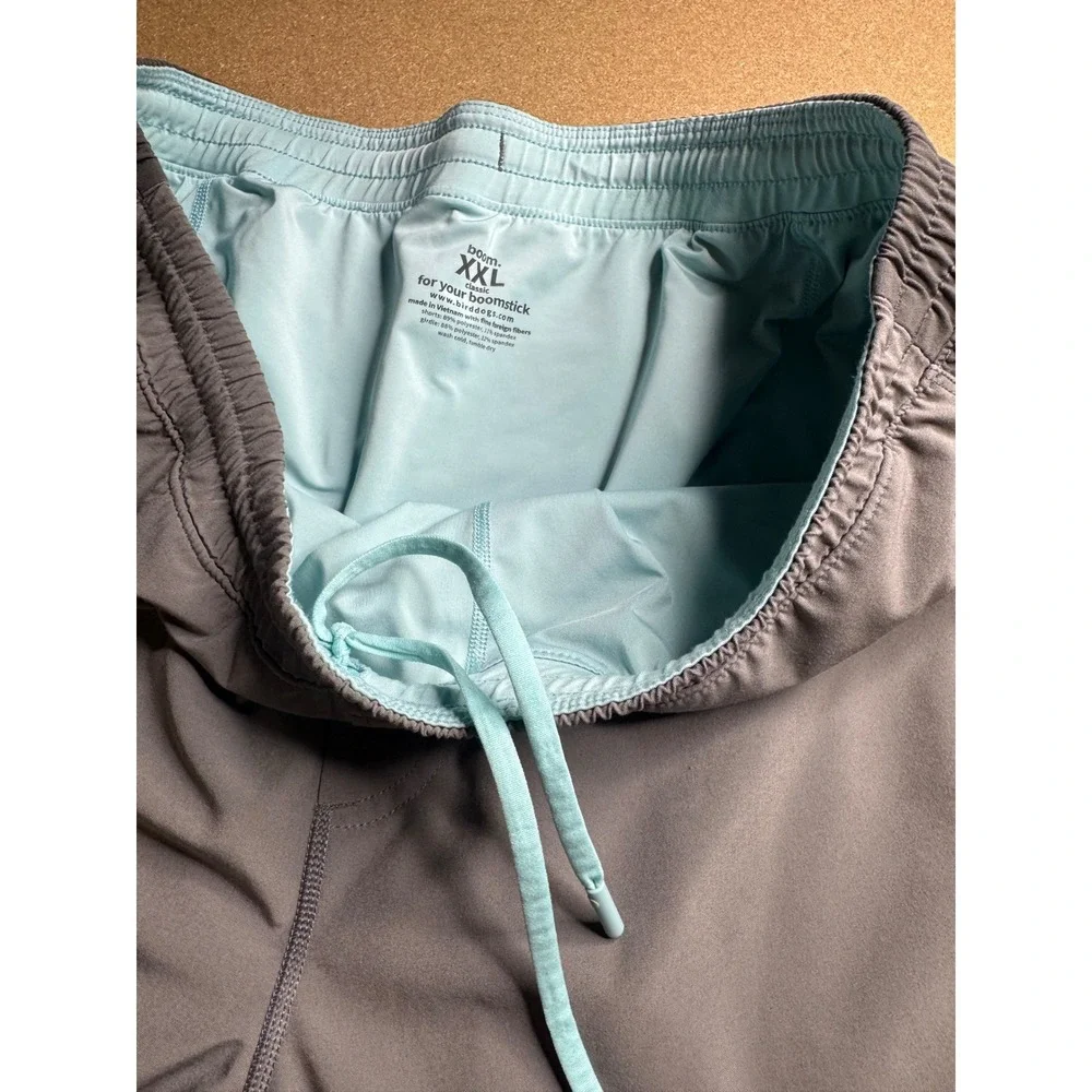 Birddogs Mens Gym Shorts Gray‎ Blue Liner Elastic Waist Pockets XXL 2470